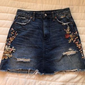 Abercrombie Embroidered Jean Skirt